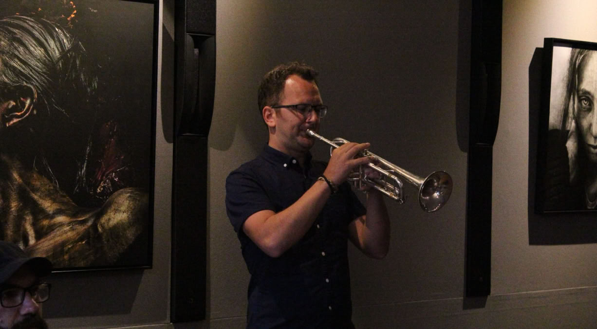 Picture of Bede Williams performing in an interdisciplinary project